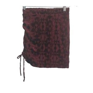Self Esteem Junior's Textured Ruched Mini Skirt Women's Red Wine size XS New